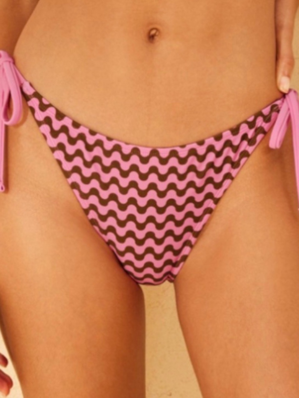Wild Fable Zig Zag Bikini Bottom - Adjustable Ties, Low Rise, High Leg, Cheeky